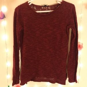 Red lace back sweater